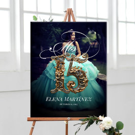 Mis Quince Quinceanera Begrüßungszeichen mit Foto Poster