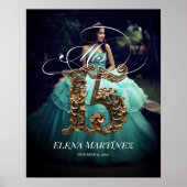 Mis Quince Quinceanera Begrüßungszeichen mit Foto Poster (Vorne)