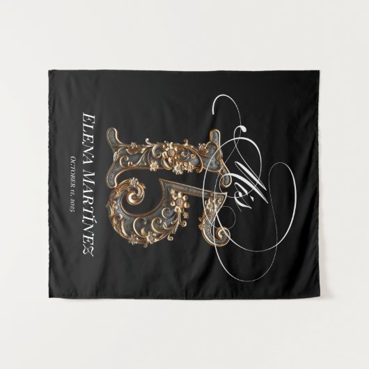 Mis Quince Quinceanera Gold-Design Hintergrund Wandteppich (Vorderseite (Horizontal))