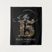 Mis Quince Quinceanera Gold-Design Hintergrund Wandteppich (Vorderseite)