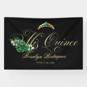 Mis Quince, schwarz, grün Willkommen Banner (Horizontal)