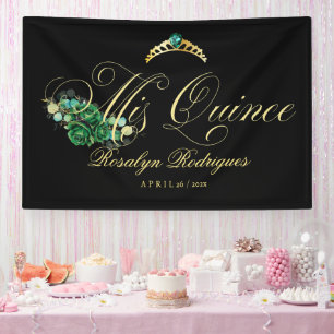 Mis Quince, schwarz, grün Willkommen Banner