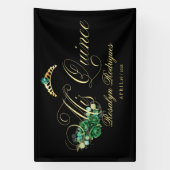 Mis Quince, schwarz, grün Willkommen Banner (Vertikal)