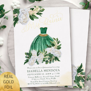 Mis Quince Smaragdgrün Prinzessin Quinceanera Gold Folieneinladung