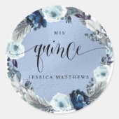 Mis Quince, Spanisch, Blumenreath Runder Aufkleber (Vorderseite)
