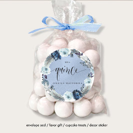 Mis Quince, Spanisch, Blumenreath Runder Aufkleber