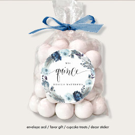 Mis Quince, Spanisch, Wreath Blue Floral Runder Aufkleber