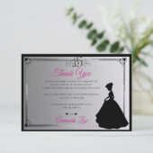 Mis Quince Vielen Dank, dass Sie Schwarz und Weiß  Dankeskarte (Stehend Vorderseite)