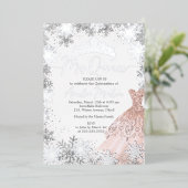 Mis Quince Winter Schneeflocken Pince Quinceanera Folieneinladung (Stehend vorne)