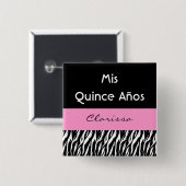 Mis-Quitte Anos Quinceanera Zebra mit Rosa Button (Vorne & Hinten)