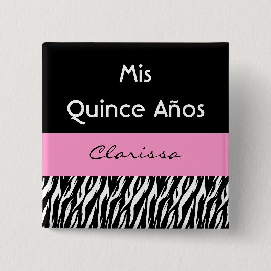 Mis-Quitte Anos Quinceanera Zebra mit Rosa Button (Vorderseite)