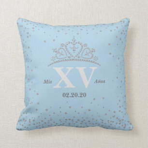 Mis XV 15 Quinceañera Glitzer Crown 16" Pillow Kissen