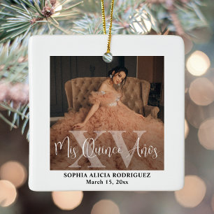 Mis XV Años 2 Foto Quinceañera Keepake Modern Keramikornament