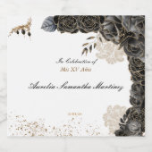 Mis XV Años Liquor Label Black and Gold Alkoholflaschenetikett (Einzelnes Label)