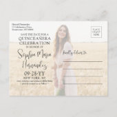 Mis XV Años Modernes Foto Quinceañera Save the Dat Ankündigungspostkarte (Rückseite)