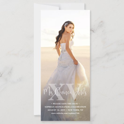 Mis XV Años Save the Date Chic Quinceañera Foto Magneteinladung (Vorderseite)
