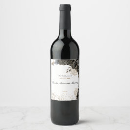 Mis XV Años Weinkarte Schwarz und Gold Weinetikett