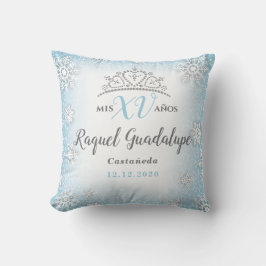 Mis XV Winter Wonderland Quinceñera Crown Pillow Kissen