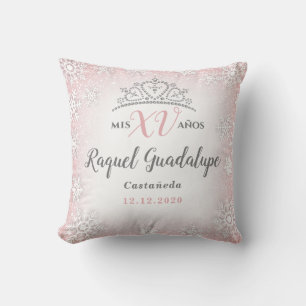 Mis XV Winter Wonderland Quinceñera Crown Pillow Kissen