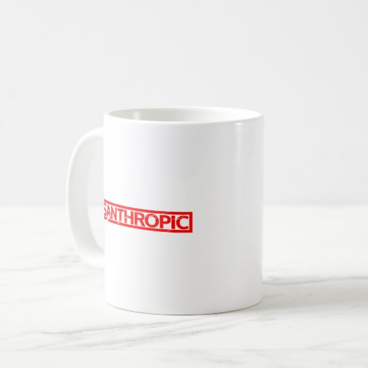 Misanthropische Briefmarke Kaffeetasse (Vorderseite Links)