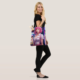 Misato Katsuragi mit rosa Haar Totbeutel Tasche