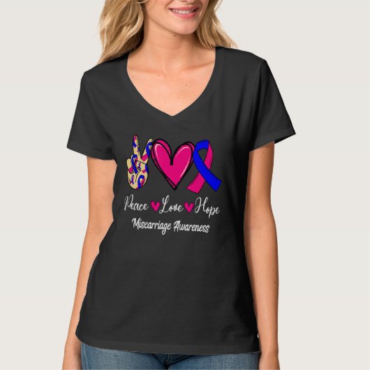 Miscarriage Awareness Peace Love Hope Pink & Blue  T-Shirt (Vorderseite)