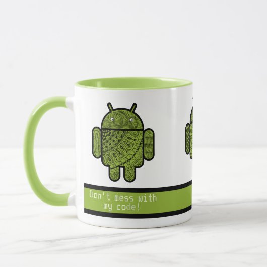 Misch dich nicht mit meinen grünen Robotern im Cod Tasse (Links)