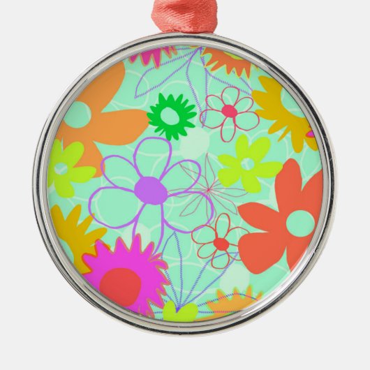 MischBlumen Silbernes Ornament (Vorne)