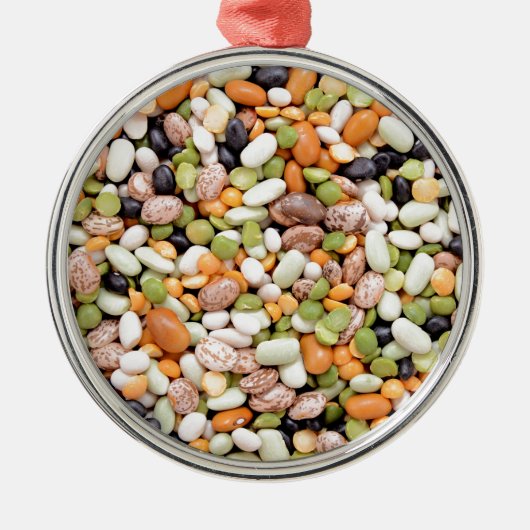 Mischbohnen Silbernes Ornament (Vorne)
