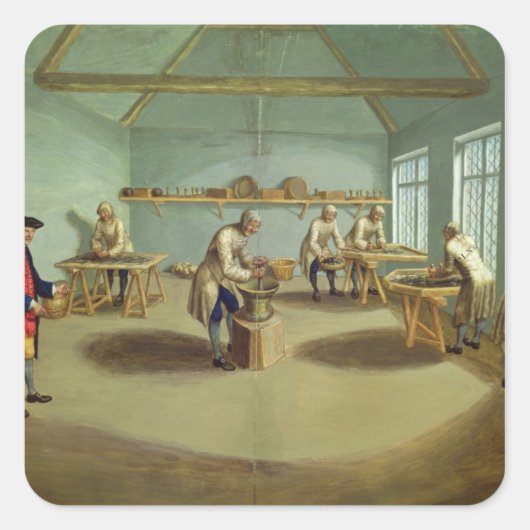 Mischen des Pulvers Quadratischer Aufkleber (Vorderseite)