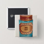Mischen Sie Glas, mit Aufkleber für Anis Vert, Button (Vorne & Hinten)