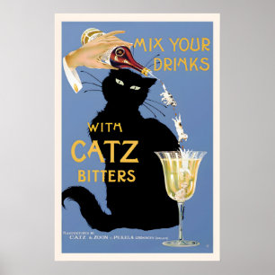 Mischen Sie Ihre Getränke mit Catz Bitters Vintage Poster