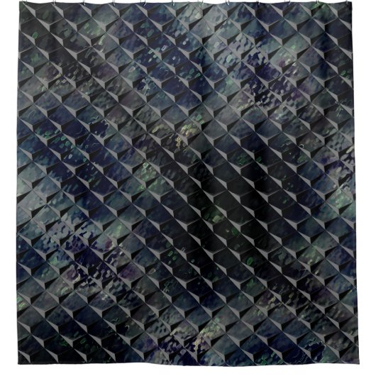 Mischen von 3D-Quadraten mit dunkelgrünem "Rauchgl Duschvorhang (Vorderseite)