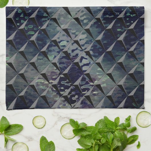 Mischen von 3D-Quadraten mit dunkelgrünem "Rauchgl Geschirrtuch (Gefaltet)