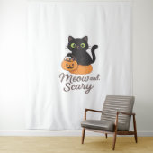 Mischeuvous Black Cat mit leuchtenden grünen Augen Wandteppich (Beispiel)