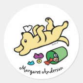 Mischeuvous gelbes Labrador Runder Aufkleber (Vorderseite)