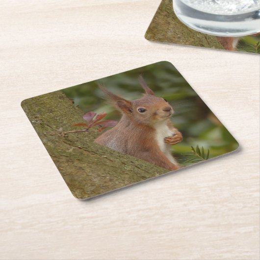 Mischeuvous Red Squirrel Rechteckiger Pappuntersetzer (angewinkelt)
