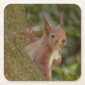Mischeuvous Red Squirrel Rechteckiger Pappuntersetzer (Vorderseite)