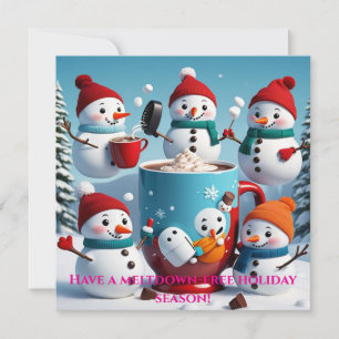 Mischevous Snowmen Holiday Card Feiertagskarte