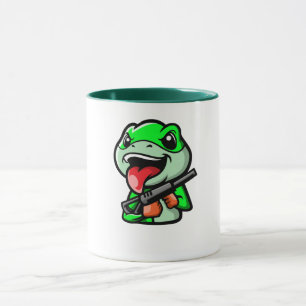 Mischfrosch mit Gun-Cartoon-Kaffee Tasse