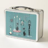 Mischief Mid Century Kitty Family ©studioxtin Metall Brotdose (Rückseite)