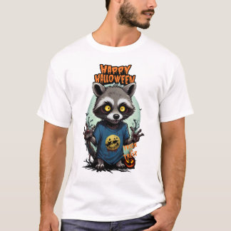Mischief Night Raccoon - Happy Halloween T-Shirt