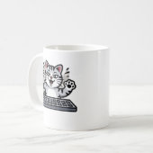 Mischievous Cartoon Cat at Keyboard Kaffeetasse (Vorderseite Links)