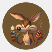 Mischievous Cartoon Coyote Runder Aufkleber (Vorderseite)