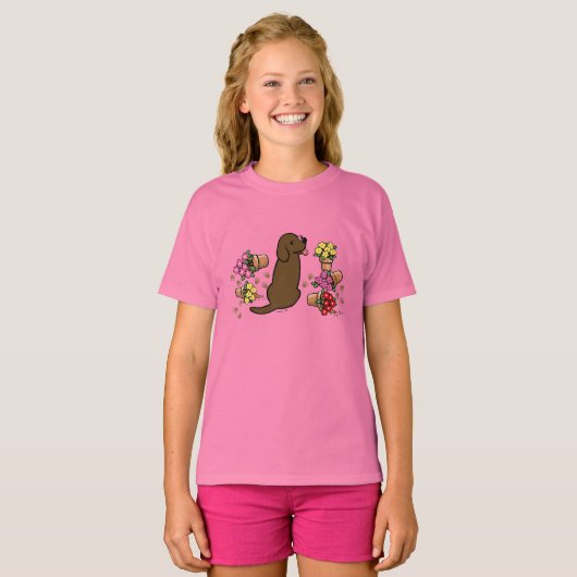Mischievous Chocolate Labrador T-Shirt (Vorne ganz)