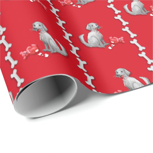 Mischievous Dog Wrapping Paper Geschenkpapier (Rolleneckpunkt)