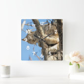 Mischievous Lynx Quadratische Wanduhr (Zuhause)