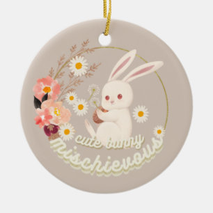 Mischievous Niedlich Bunny Keramik Ornament