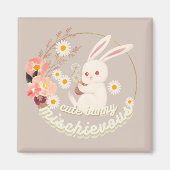 Mischievous Niedlich Bunny und Blume Magnet (Vorne)