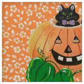 Mischievous Pumpkin Kitty Fabric Stoff (Nahaufnahme)